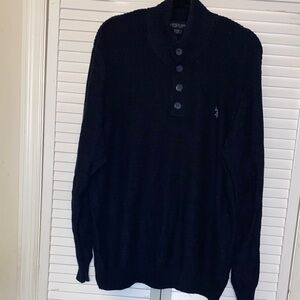Polo Ralph Lauren 100% Cotton Knit Mock Neck Four Button Navy Blue Sweater SZXXL